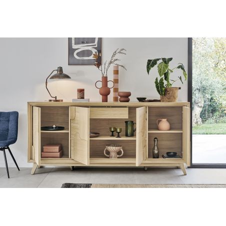 Buffet RIVAGE 224 cm - Chêne ton brut, décor gouge - Girardeau
