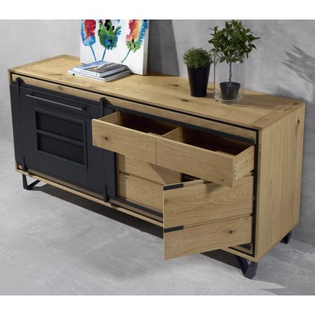 Buffet SUNSET 205 cm - Chêne et métal perforé - Girardeau