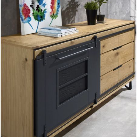 Buffet SUNSET 205 cm - Chêne et métal perforé - Girardeau