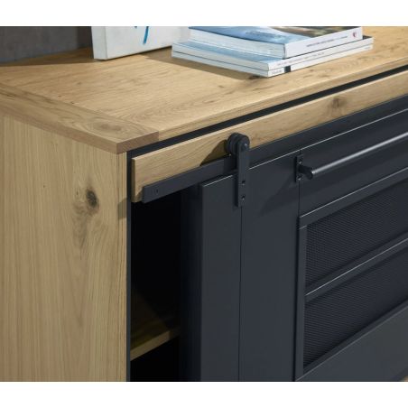 Buffet SUNSET 230 cm - Chêne et métal perforé - Girardeau