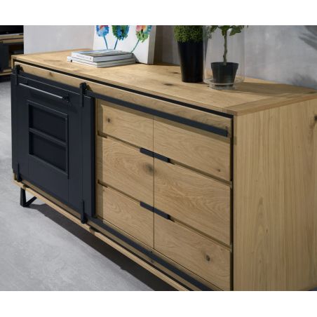 Buffet SUNSET 230 cm - Chêne et métal perforé - Girardeau