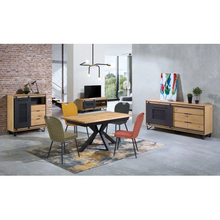 Buffet SUNSET 230 cm - Chêne et métal perforé - Girardeau