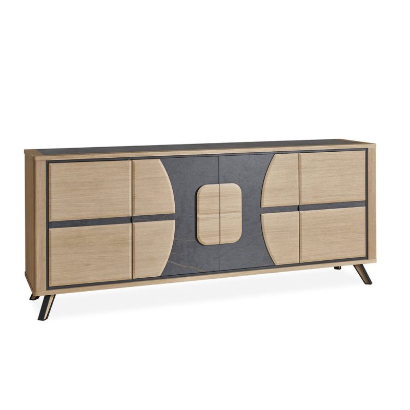 Buffet OMEGA 230 cm - Chêne et céramique grise veinée - Girardeau