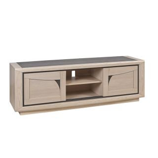Meuble TV FARO 170 cm - Chêne et céramique grise - Girardeau