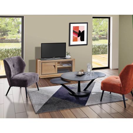 Meuble TV FARO 120 cm - Chêne et céramique grise - Girardeau