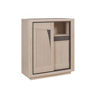 Bibus FARO 2 portes 1 niche - Chêne et céramique grise - Girardeau