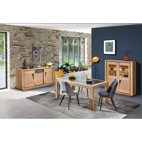 Buffet FARO 190 cm - Chêne et céramique grise - Girardeau