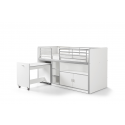 Lit combiné Dany avec bureau à roulettes blanc