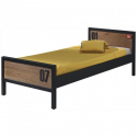 Lit design Alexy 90x200 cm noir et brun