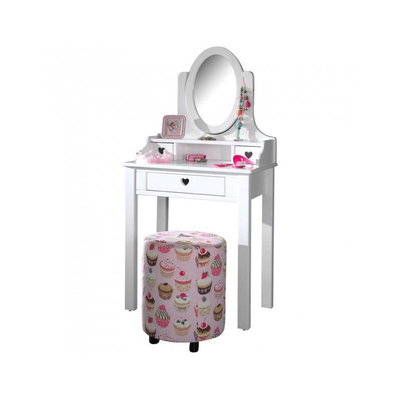 Coiffeuse Adora blanc laqué 136 cm