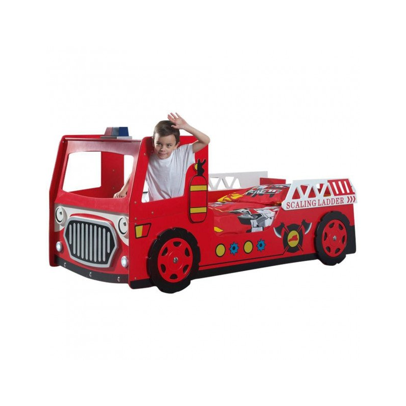 Lit camion de pompier Funny 90x200 cm rouge