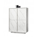 Bar contemporain 4 portes 92 cm Marbrée Blanche