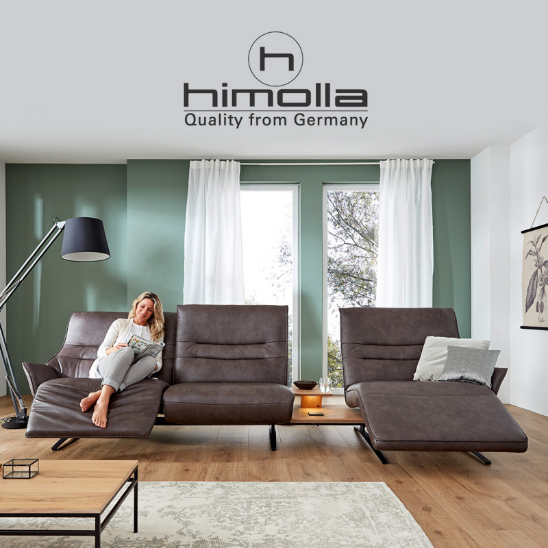 Canapé d'angle 351 cm Lounger 4905 en cuir avec 2 relax électriques et 1 chaise longue électrique de la marque HIMOLLA