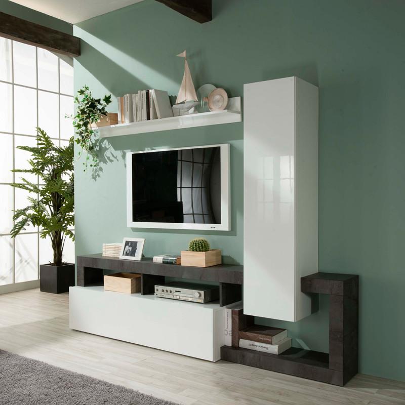 Ensemble meuble TV design BURGA 219 cm - proposé en 2 finitions