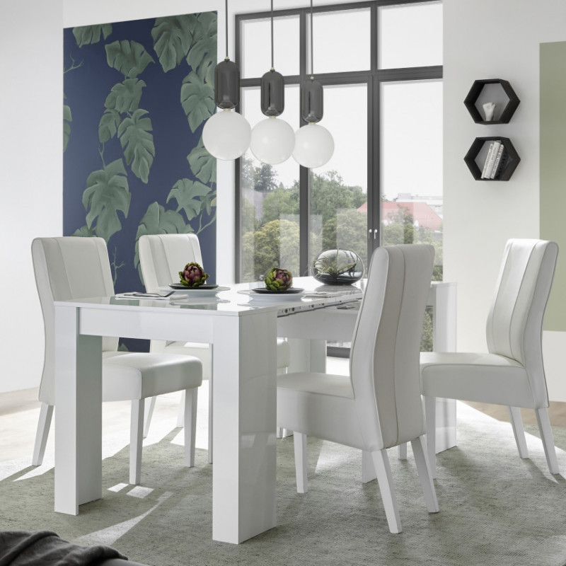 Table de salle à manger 180 cm Rocket White en blanc brillant