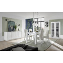 Salle à manger complète avec vitrine Rocket White en blanc brillant