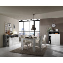 Salle à manger Burga en coloris blanc brillant et oxyde avec table 180 cm avec allonge