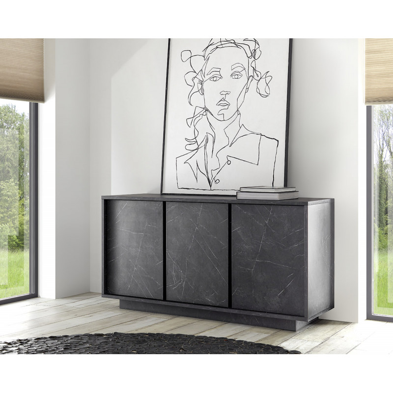 Buffet contemporain 138 cm Marbrée Noire