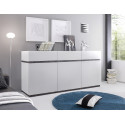 Buffet 184 cm avec 3 portes et 3 tiroirs Maisy Blanc en coloris blanc mat avec détails en décor chêne wengé