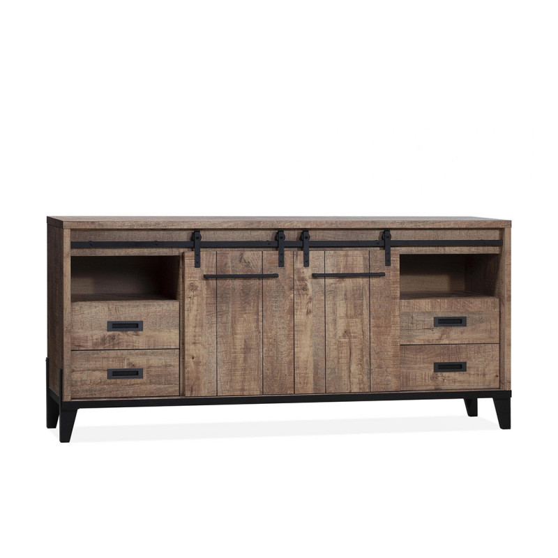 Buffet 210 cm Vigo avec 2 portes et 4 tiroirs, en décor Mango