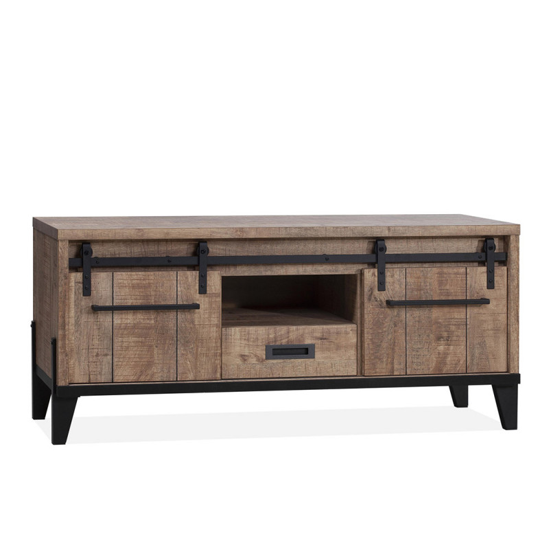 Meuble TV 153 cm Vigo avec 2 portes et 1 tiroir, en décor Mango