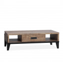 Table basse 137 cm Vigo avec 1 tiroir et 2 niches, en décor Mango