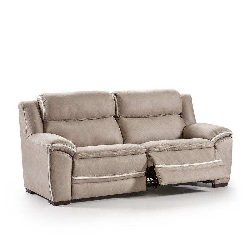 Canapé 3 places 203 cm Balooba en tissu et simili avec 1 relax électrique