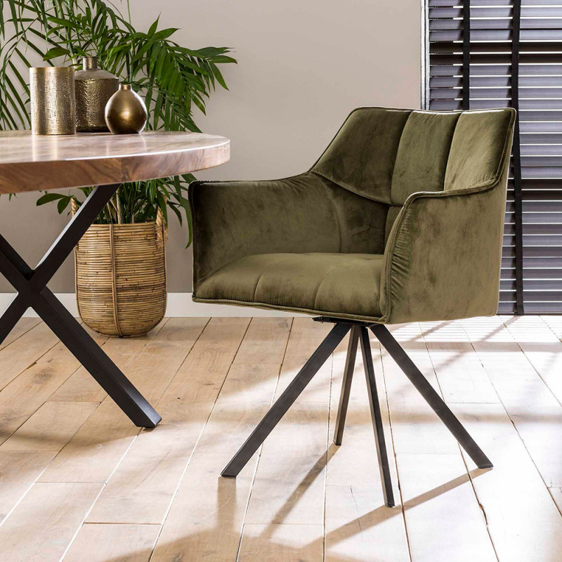 Fauteuil pivotant CORK en tissu velours - proposé en 3 coloris