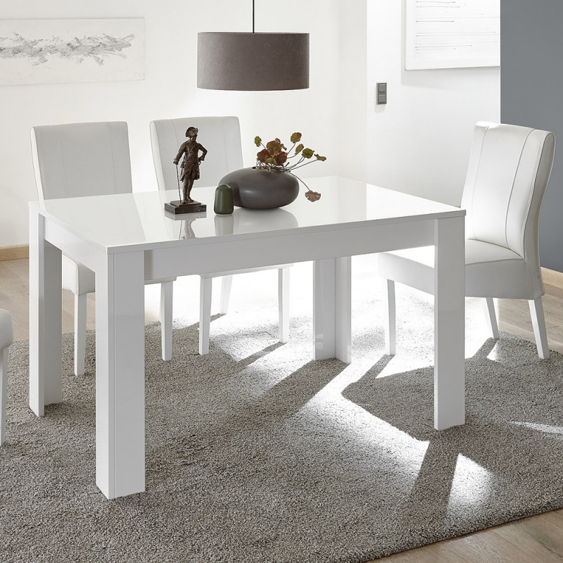 Table de salle à manger extensible VENUS Blanc 137 (+48) en blanc brillant