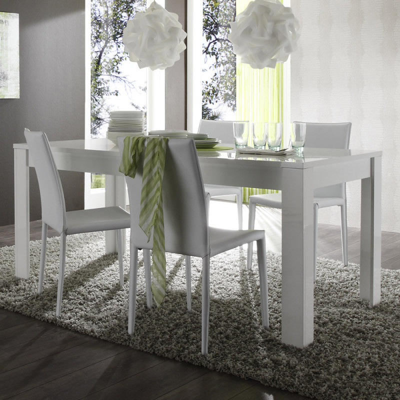 Table de salle à manger 180 cm VENUS en blanc brillant