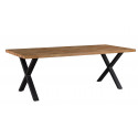 Table de salle à manger SORELLA en 190 cm ou 220 cm avec pieds X en métal