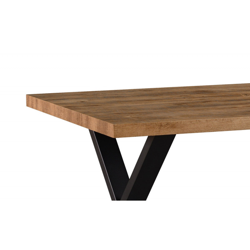 Table de salle à manger SORELLA en 190 cm ou 220 cm avec pieds X en métal