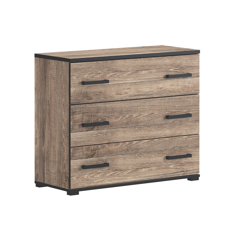 Commode JADE en décor chêne colonial avec 3 tiroirs