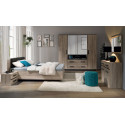 Chambre adulte CALLISTO en décor chêne clair avec commode