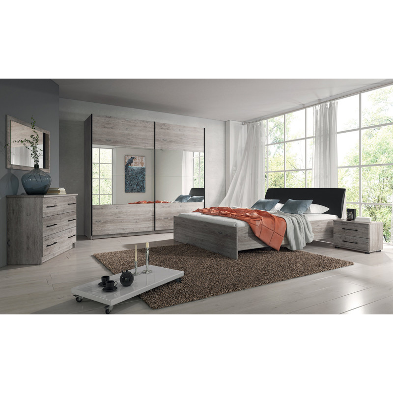 Chambre adulte complète MANON en décor chêne chateau avec commode