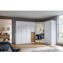 Grande armoire en angle KENORA en décor blanc mat et chene artisan