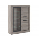 Vitrine WADE 128 cm avec 3 portes en décor chene chateau