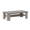 Table basse 130 cm WADE en décor chene chateau avec accents gris métal