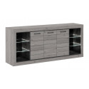 Buffet GEORGES 223 cm avec 3 portes et 6 niches en décor chene gris
