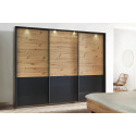 Armoire 278 cm YANIS avec 3 portes coulissantes et cadre passe partout avec éclairage