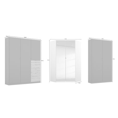 Armoire en angle KENORA en décor gris mat et chene artisan
