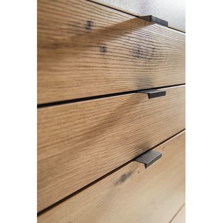 Armoire en angle KENORA en décor blanc mat et chene artisan